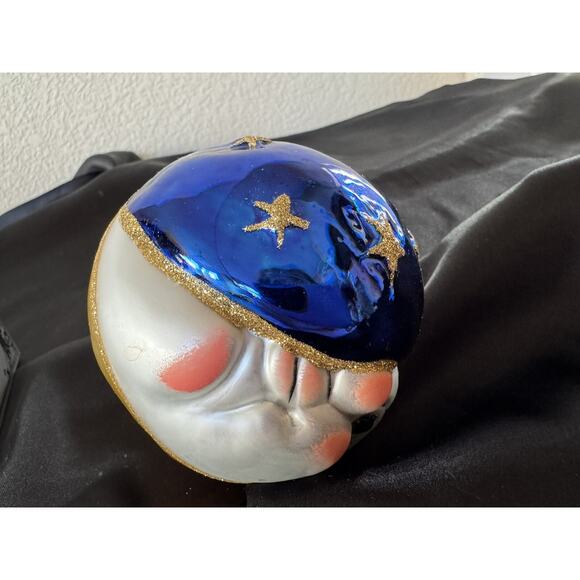 Kurt Adler Night and Day Polonaise Glass Christmas Face Ornament Sun Moon 1990 - Picture 5 of 6